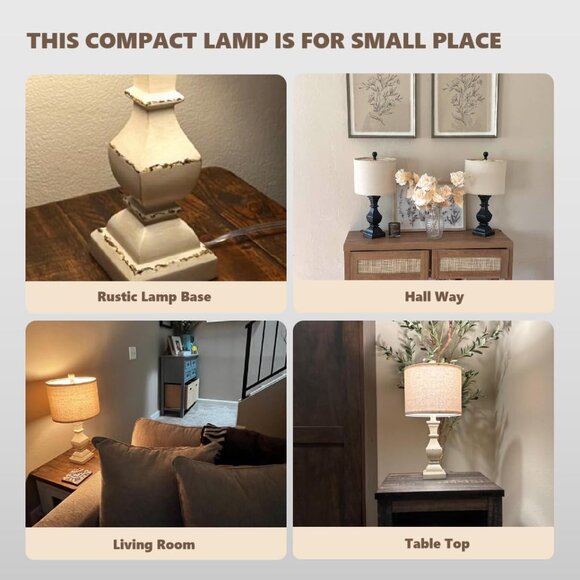 Set of 2, Vintage Bedside Lamps for Bedroom, Farmhouse Lamp 20.5" High - Picture 5 of 5